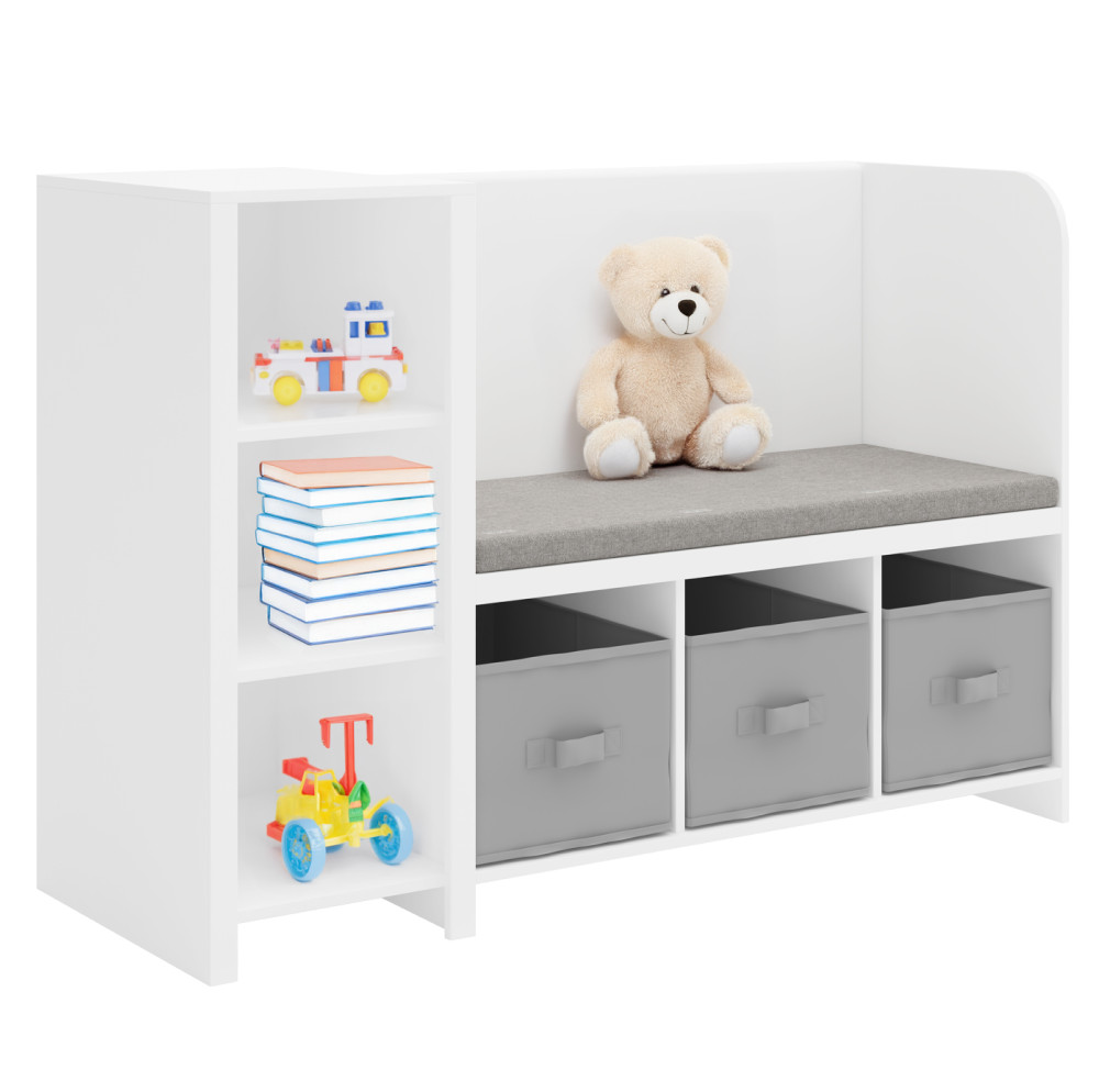 Polcállvány paddal, fehér/szürke, BENKO (RP)