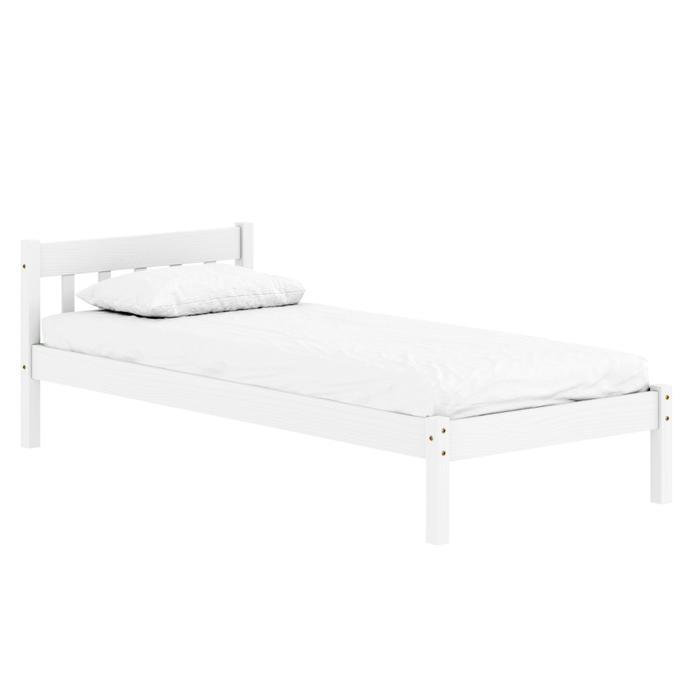 Ágy ráccsal, fehér, fenyőfa, 90x200, MAVIL (RP)