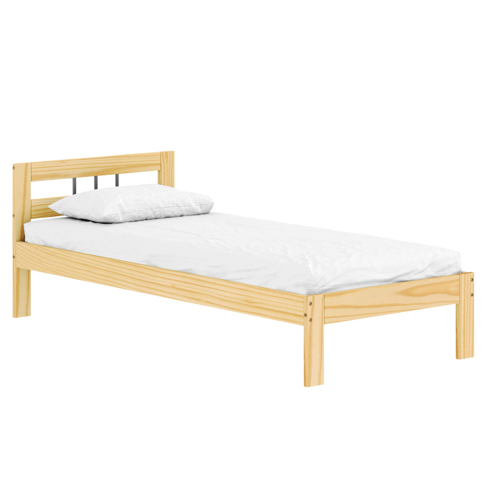 Ágy ráccsal, természetes, fenyőfa, 90x200, JONA (RP)