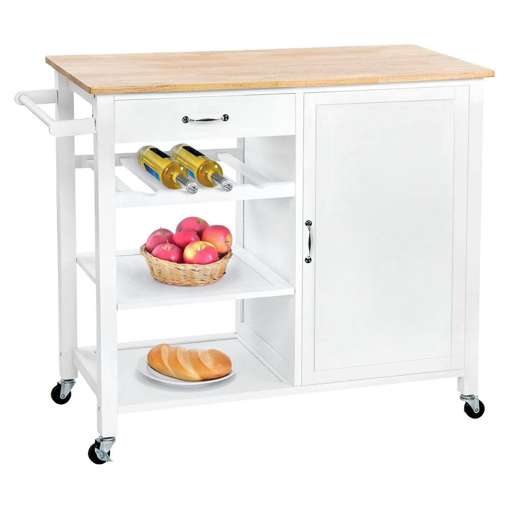 Tálalókocsi, fehér/természetes, ROBINS (RP)