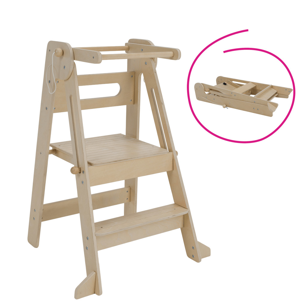 Montessori összecsukható tanulótorony, természetes, URIAN (RP)