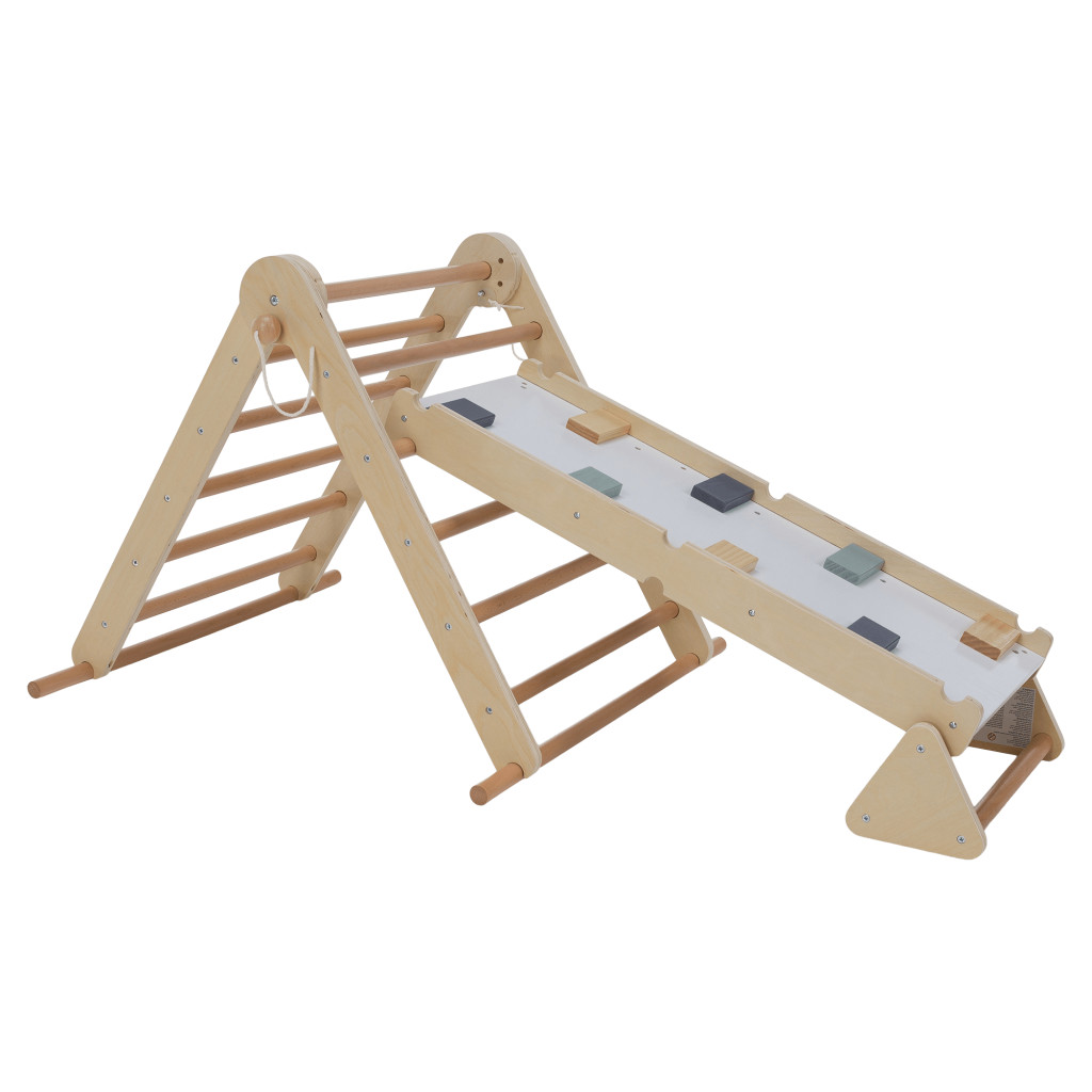 Montessori Pikler-háromszög 3 az 1-ben, természetes/színes, OPRIN (RP)