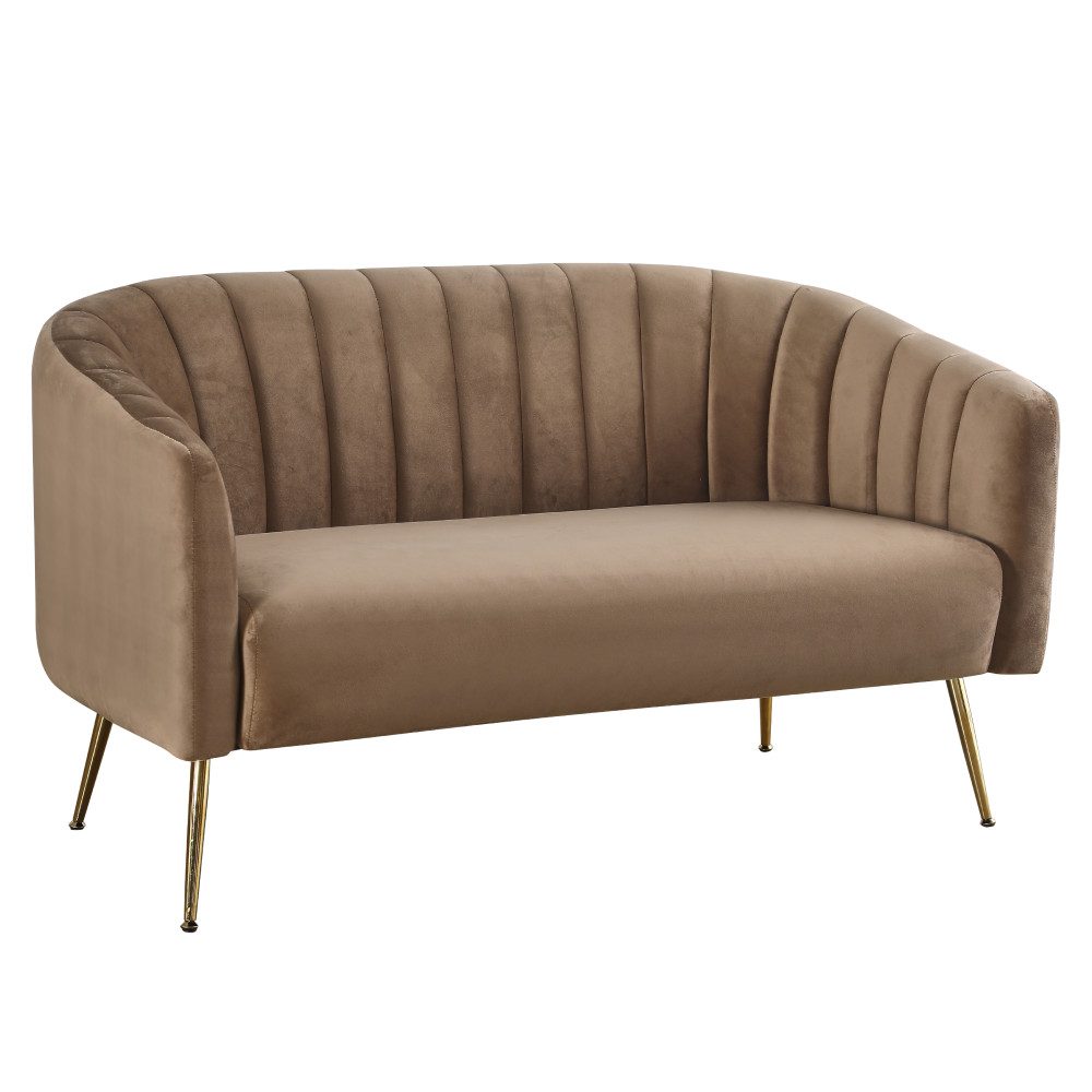 Design kétszemélyes kanapé, barna Velvet szövet/gold króm-arany, BAGY (RP)