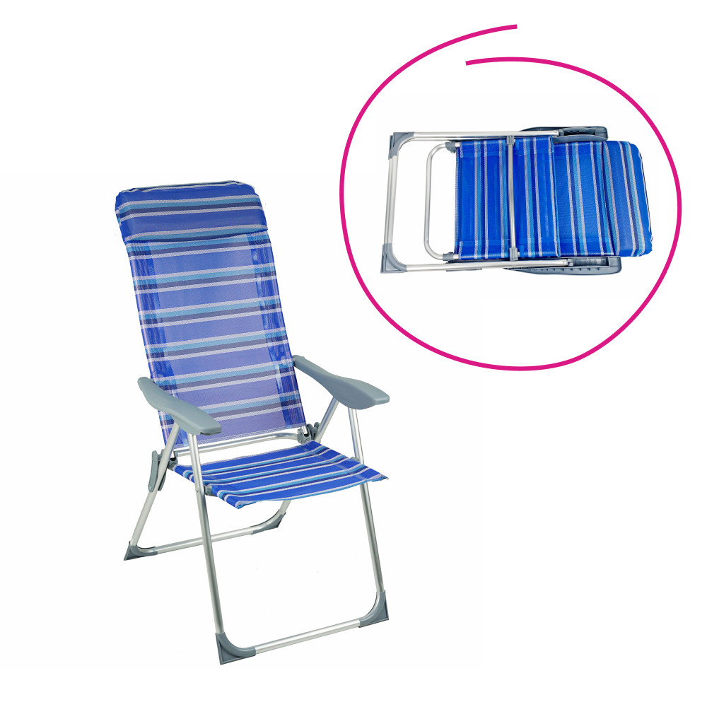 Állítható kerti szék, kék/szürke, AVELAR (RP)