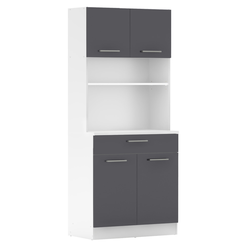 Négyajtós szekrény, fehér/grafit, DOMIS NEW (RP)