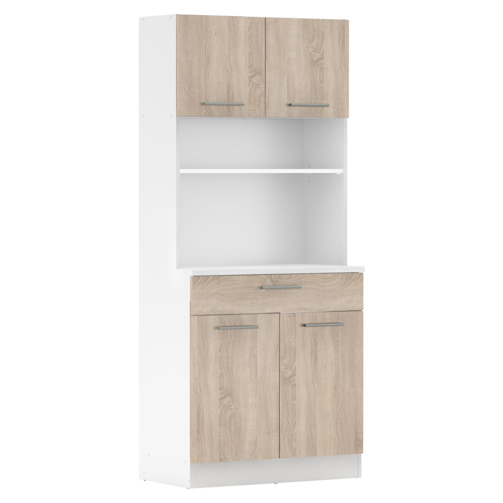 Négyajtós szekrény, fehér/sonoma tölgy, DOMIS NEW (RP)