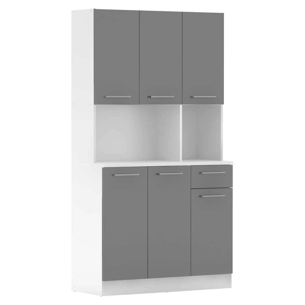 Hatajtós szekrény, fehér/grafit, PELION NEW (RP)