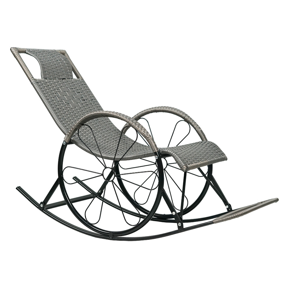 Hintaszék, rattan/fém, szürke, ROKIN (RP)