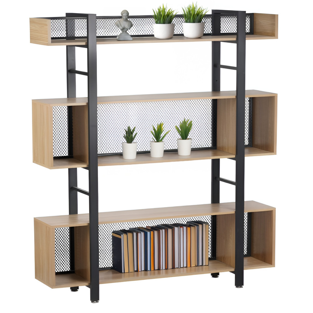 3 polcos polcállvány, tölgy/fekete, KILIS NEW TYP 4 (RP)