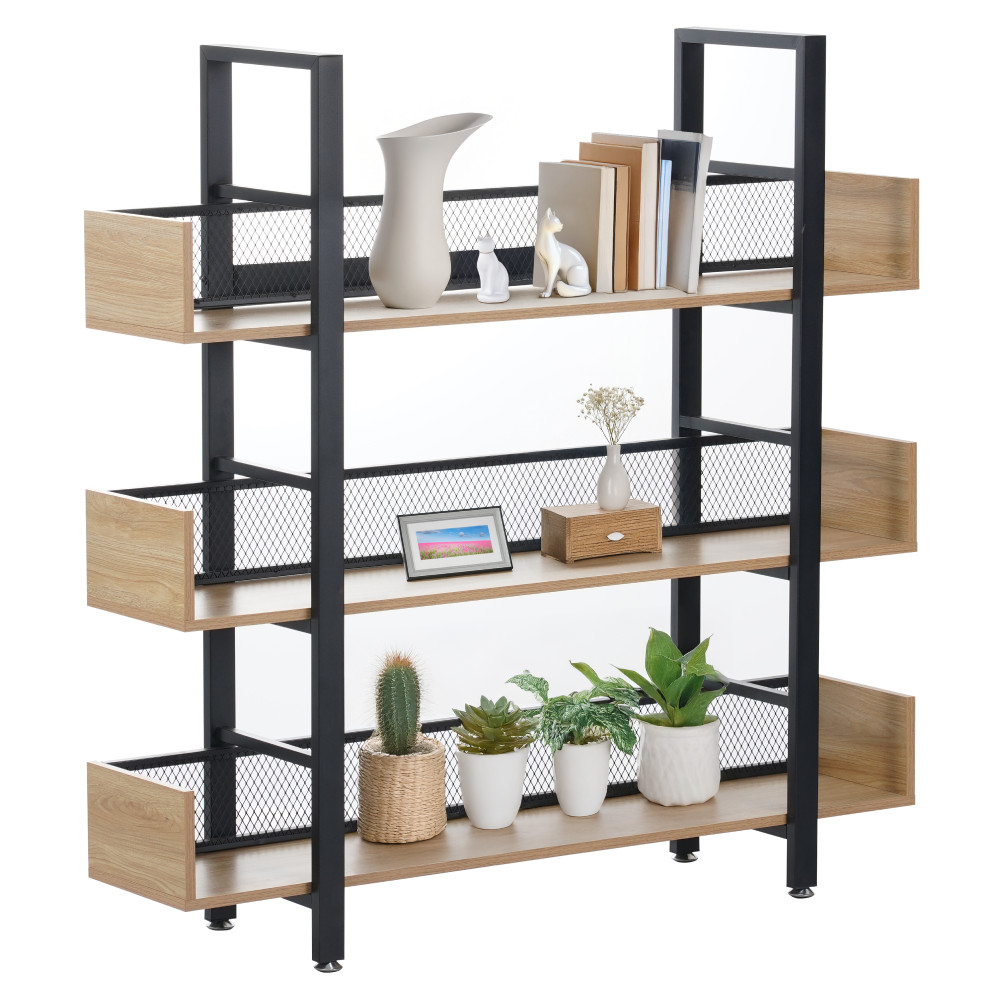 3 polcos polcállvány, tölgy/fekete, KILIS NEW TYP 1 (RP)