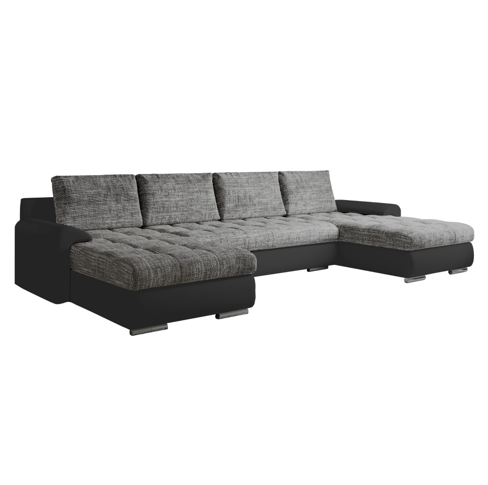 Univerzális ülőgarnitúra, ekobőr fekete/szürke melír, TOLITA U UNI (RP)