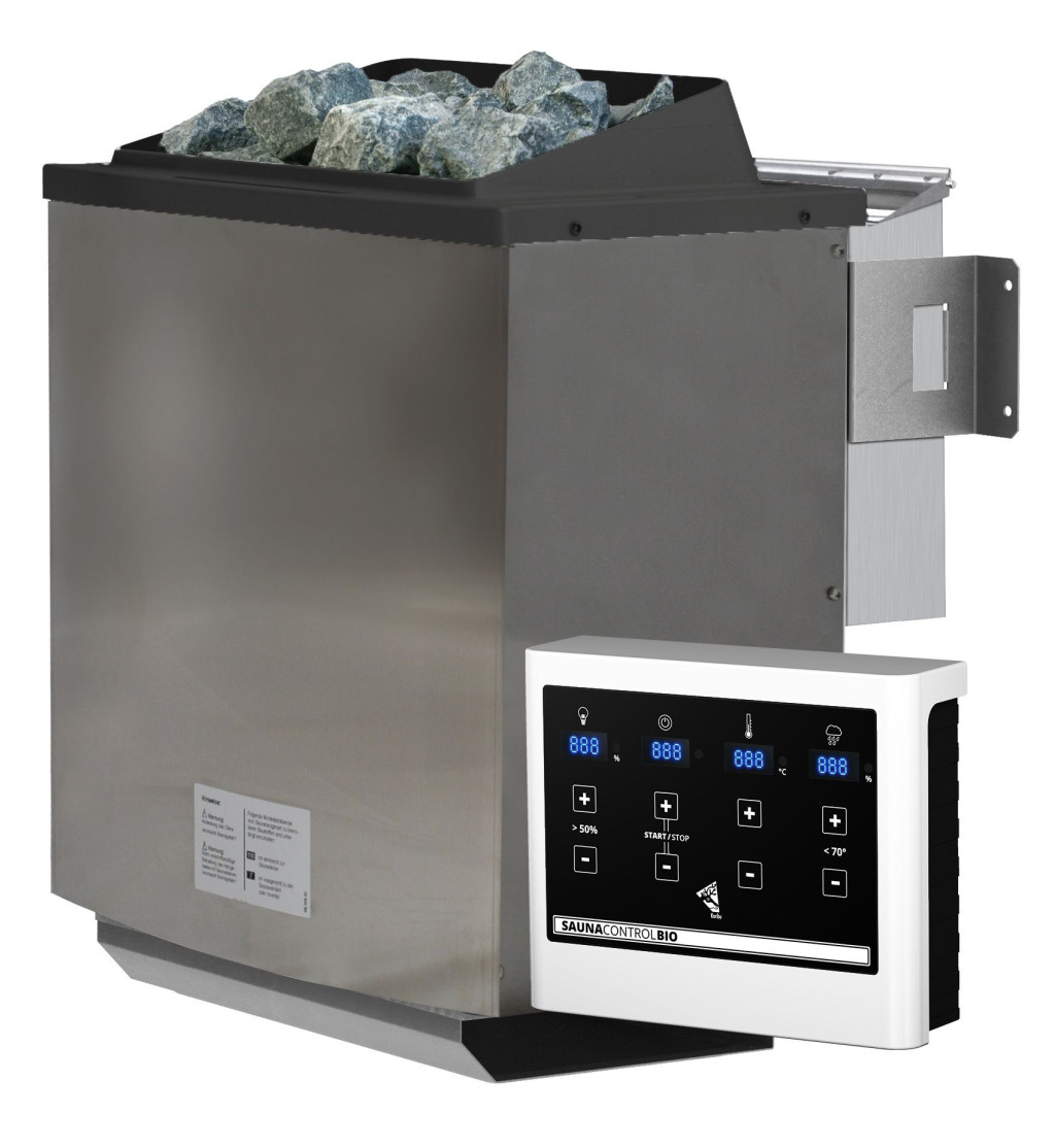 9 kW-os bio kombi szauna kályha + Easy Bio vezérlőegység + 18 KG szaunakő (RP)