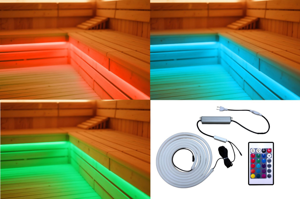 Karibu szauna lámpa, LED cső alátét lámpa, színes lámpa szett 400cm (RP)