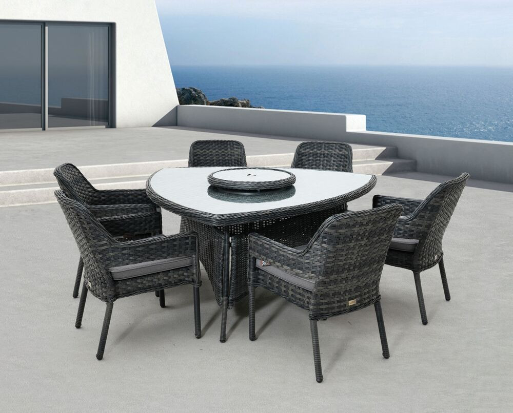 Rojaplast RIVERSIDE luxus étkező rattan garnitúra – grafit/antracit (RP)