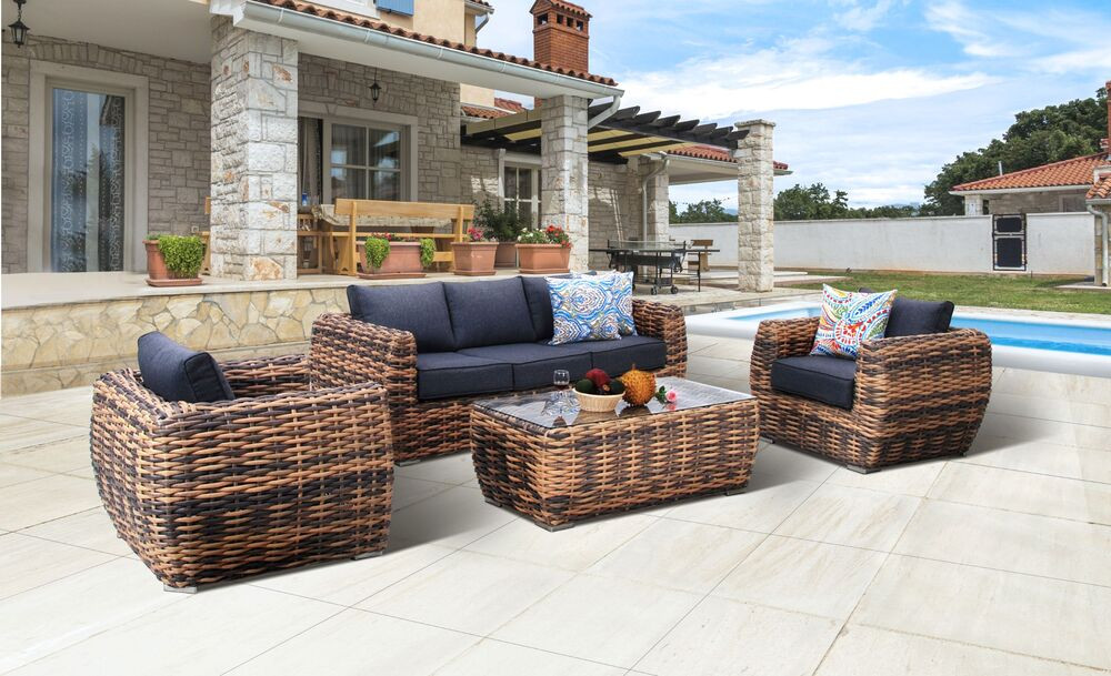 Rojaplast ATLANTA luxus polyrattan garnitúra – barna/antracit (RP)
