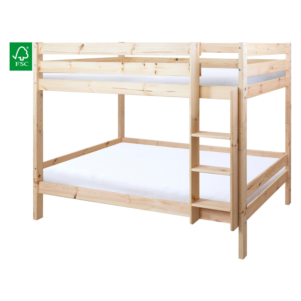 Emeletes ágy biztonsági akadállyal, 90x200, lucfenyő, BENY (RP)