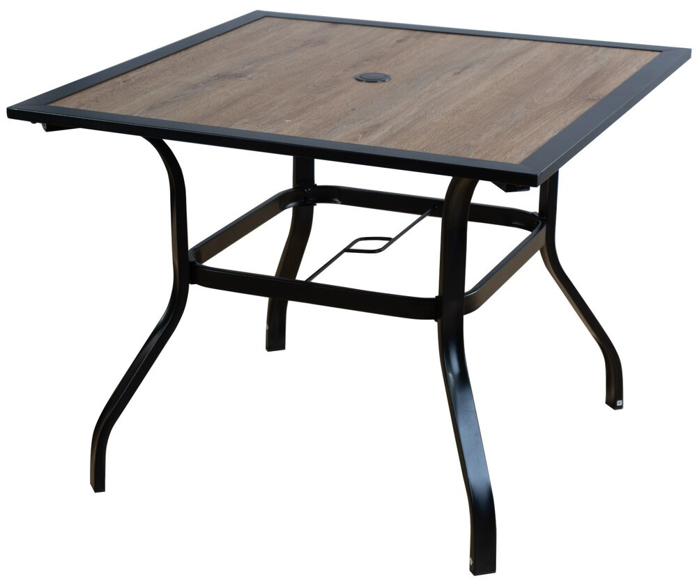 Rojaplast ZWT-194 fém kerti asztal – fekete, fa hatású Polywood asztallappal (RP)