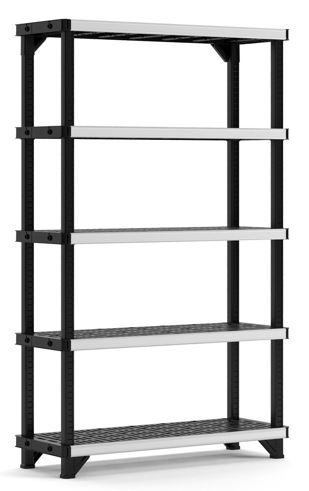 Keter FUSED 5 polcos fémmerevítésű állvány – 900 kg teherbírás, fekete/szürke (RP)