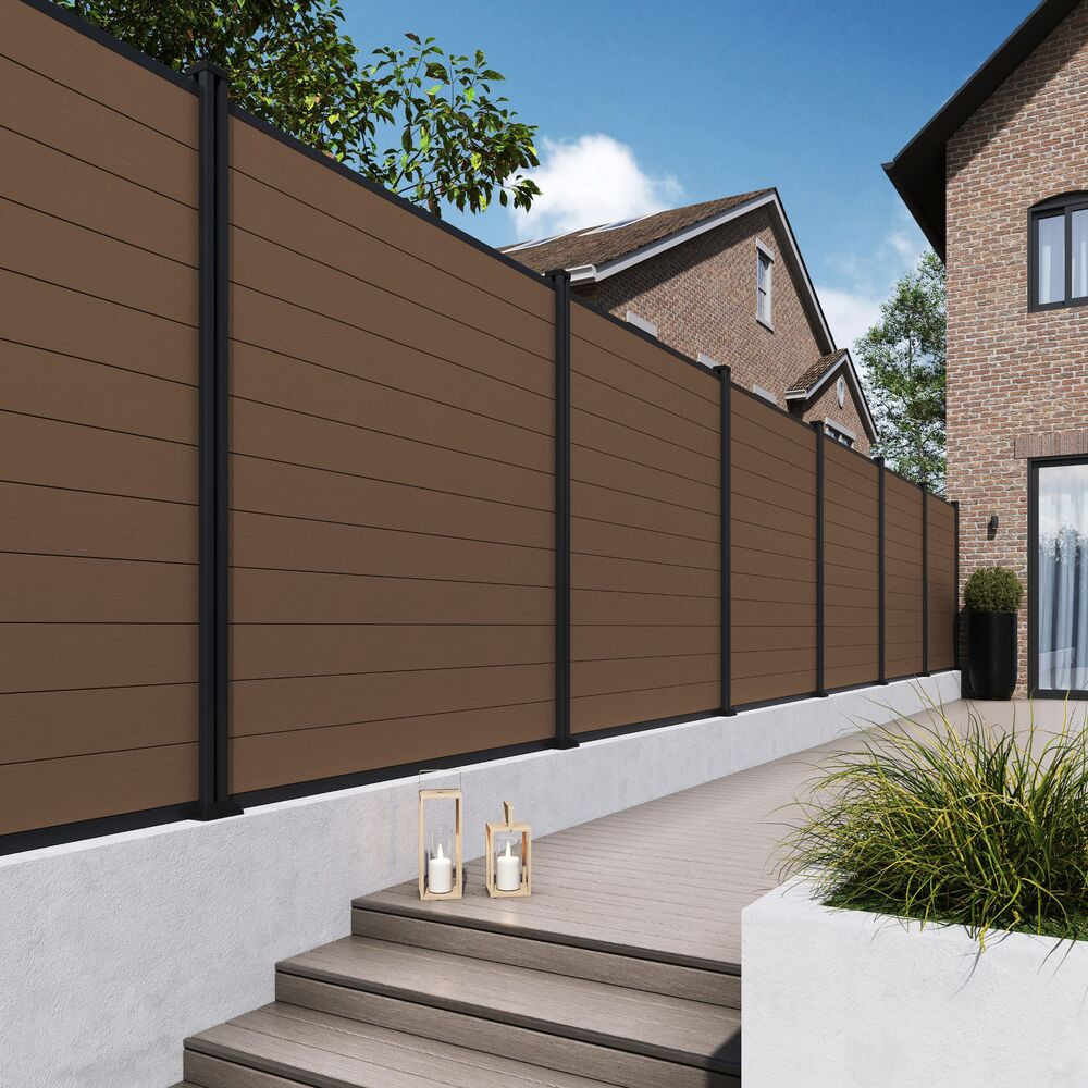 Rojaplast WPC kerítéselem 180x180 cm végzáróval – teak szín (RP)