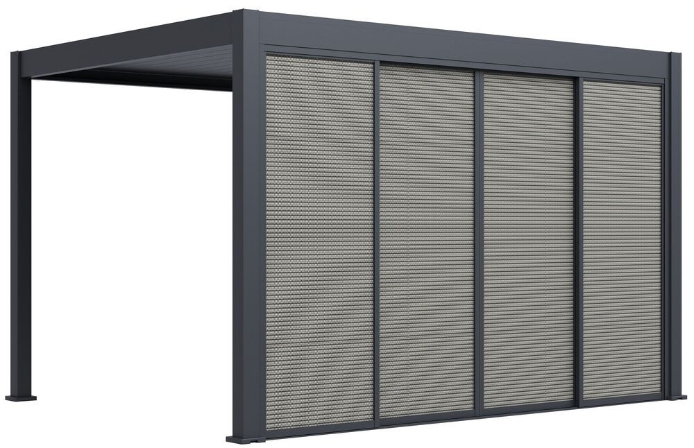 Rojaplast 4 m tolópaneles oldalfal bioklimatikus pergolához – szürke-fekete (RP)