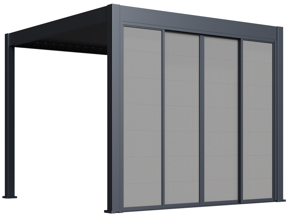 Rojaplast 3 m tolópaneles oldalfal bioklimatikus pergolához – szürke-fekete (RP)