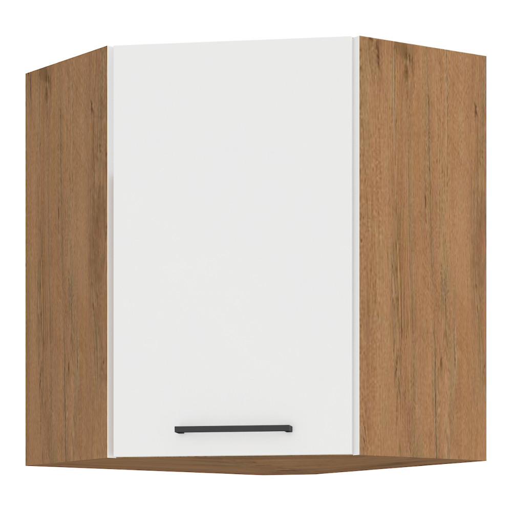 Felső sarokszekrény, fehér extra magas fényű HG/lancelot tölgy, VEGA 58x58 GN-72  1F (RP)