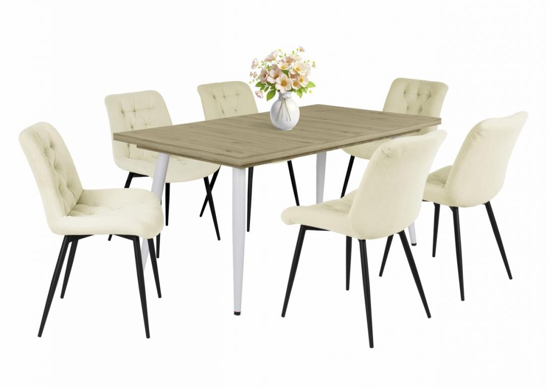 Korina étkezőgarnitúra Alaska asztallal, 6 személyes (DIV)