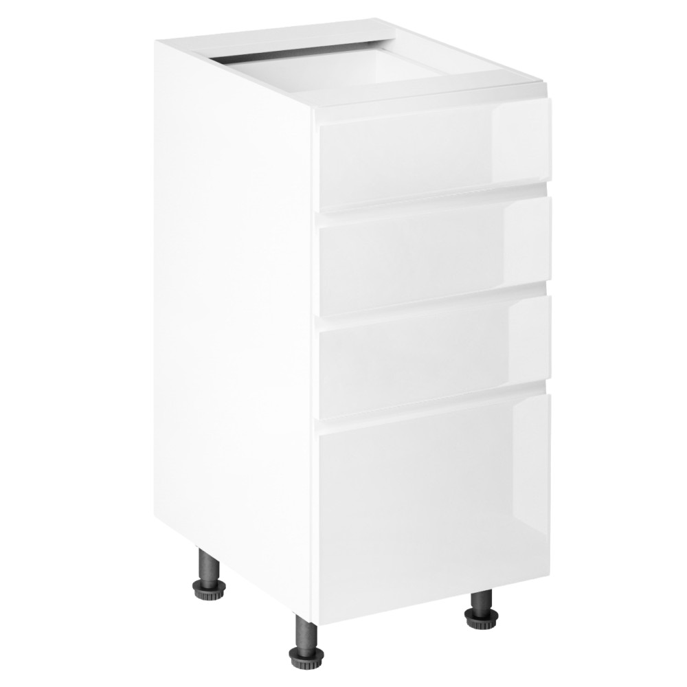 Alsószekrény, fehér/fehér extra magasfényű HG, AURORA D40S4 (RP)