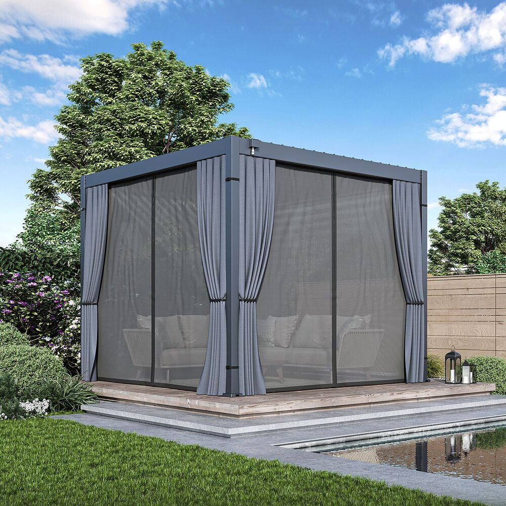 Rojaplast ECO 3×3 m pergolához függöny- és szúnyoghálószett – kényelmes, stílusos és rovarmentes pihenés (RP)