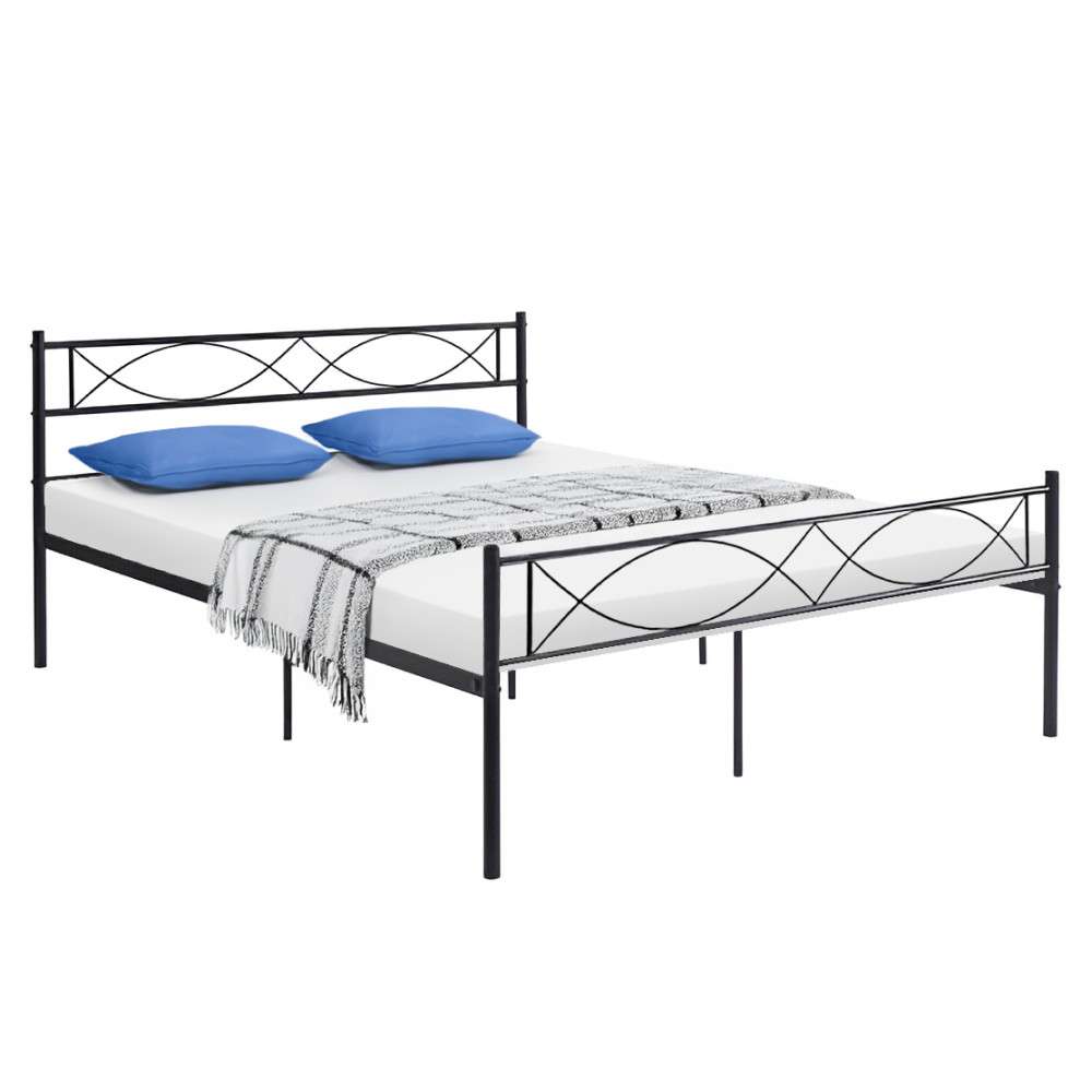 Fém ágy ráccsal, 160x200, fekete, STELVIA (RP)
