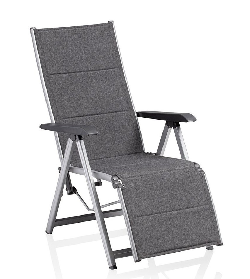 KETTLER BASIC PLUS PADDED relaxációs, dönthető alumínium kerti szék – ezüst / antracit (RP)