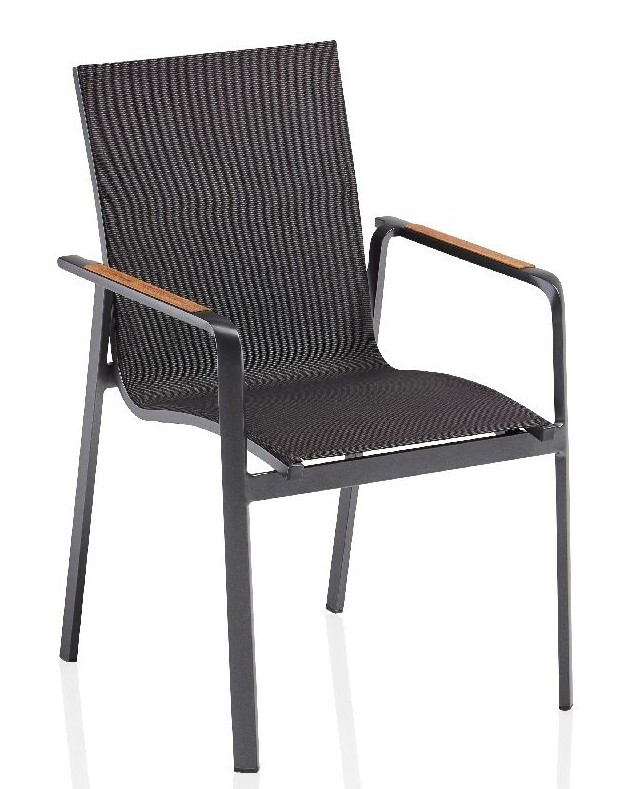 KETTLER DIAMOND alumínium rakásolható kerti szék teafa karfával – antracit / antracit (RP)