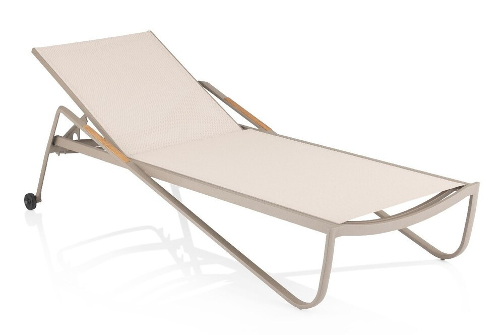 KETTLER DIAMOND alumínium napozóágy teakfa karfával – taupe / bézs (RP)