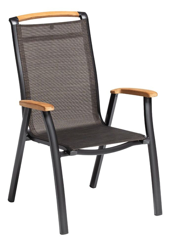 KETTLER MEMPHIS TEAK alumínium rakásolható kerti szék teakfa karfával – antracit / bronz (RP)