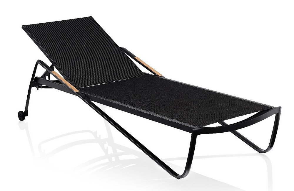 KETTLER DIAMOND alumínium napozóágy teakfa karfával – antracit (RP)