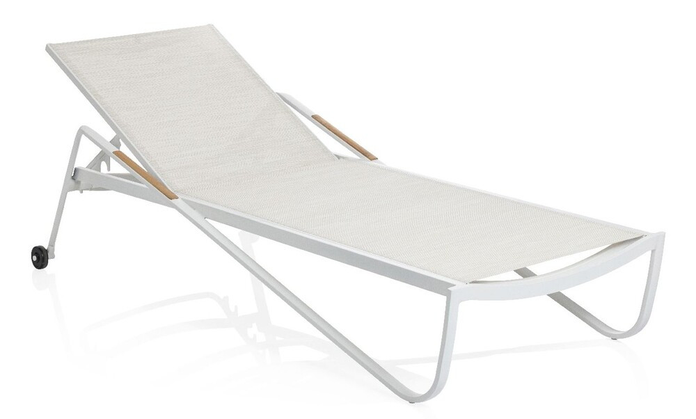 KETTLER DIAMOND alumínium napozóágy teakfa karfával – fehér / krém (RP)