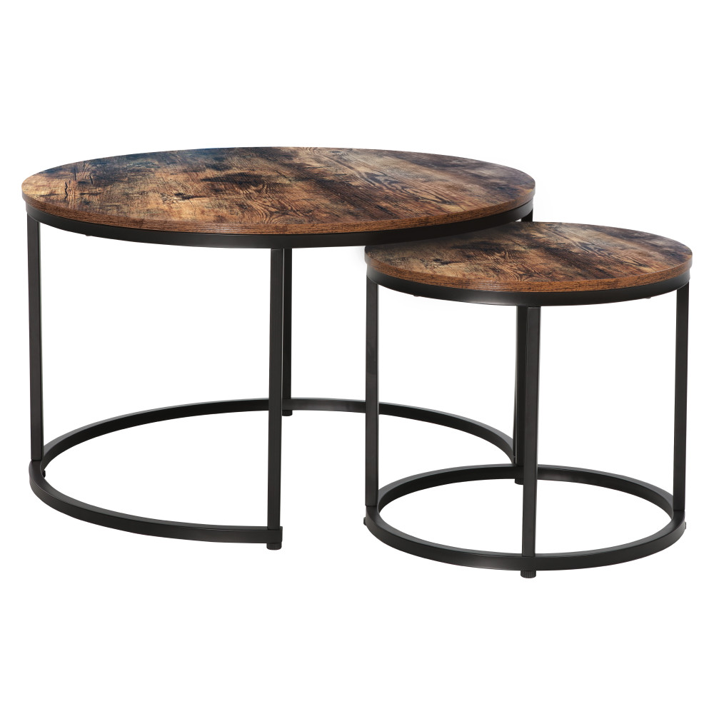 Dohányzóasztalok, 2 db-os szett, dió/fekete, CIRKO (RP)