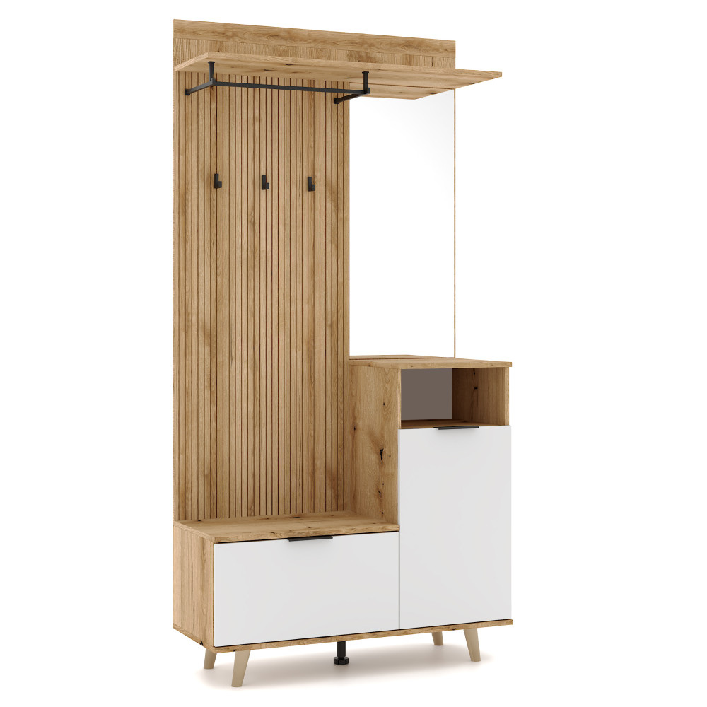 Előszobai készlet, evoke tölgy/fehér, NODRI (RP)