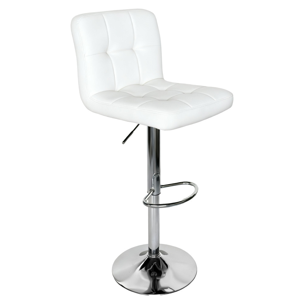 Bárszék, fehér textilbőr/króm, KANDY 2 NEW (RP)