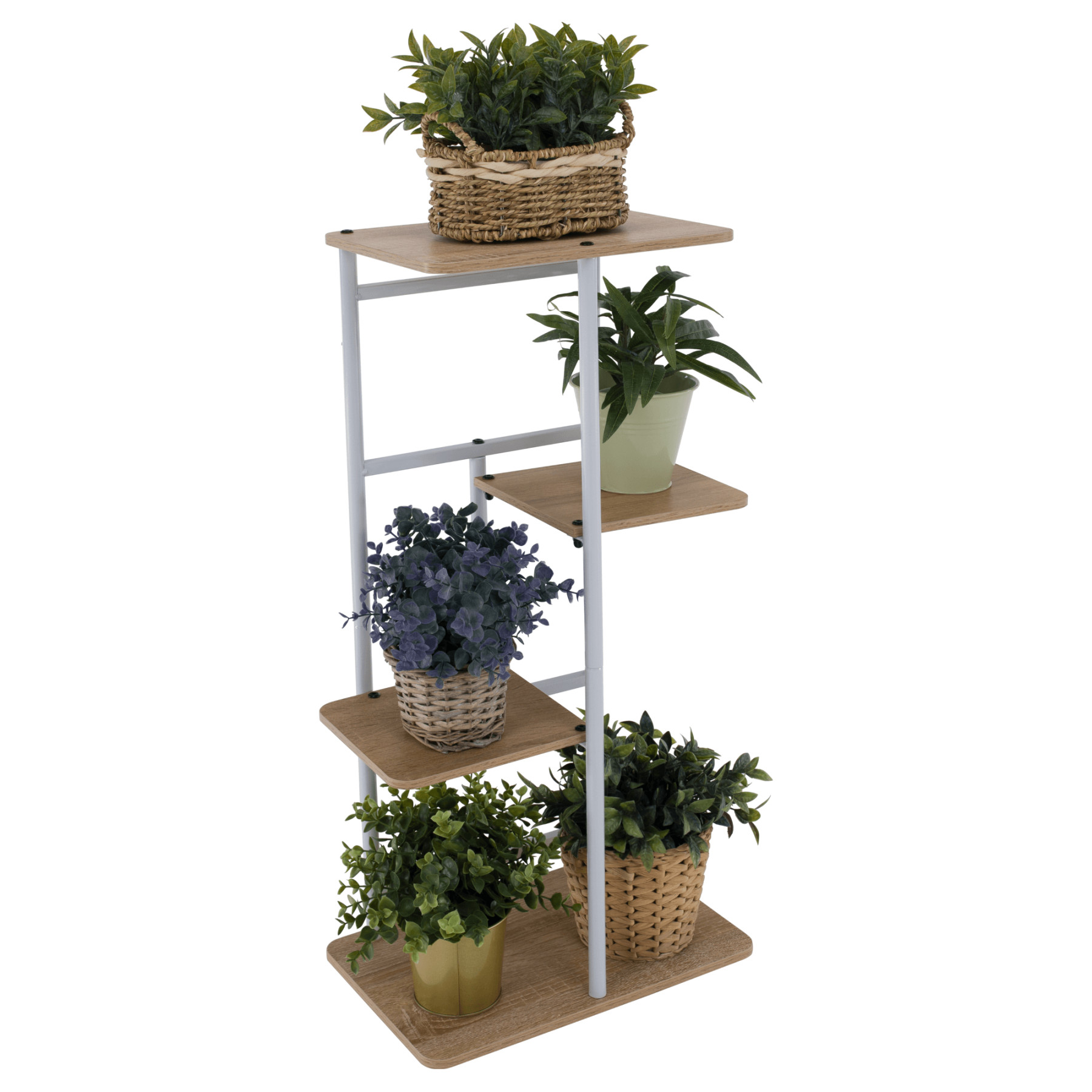 Virágállvány, fehér/sonoma tölgy, LEDOR TYP 1 (RP)