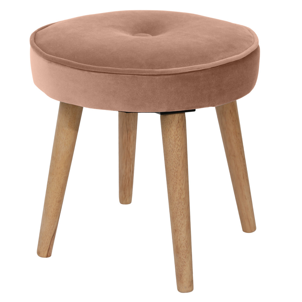 Puff, rózsaszín Velvet anyag/barna, SAIDA (RP)