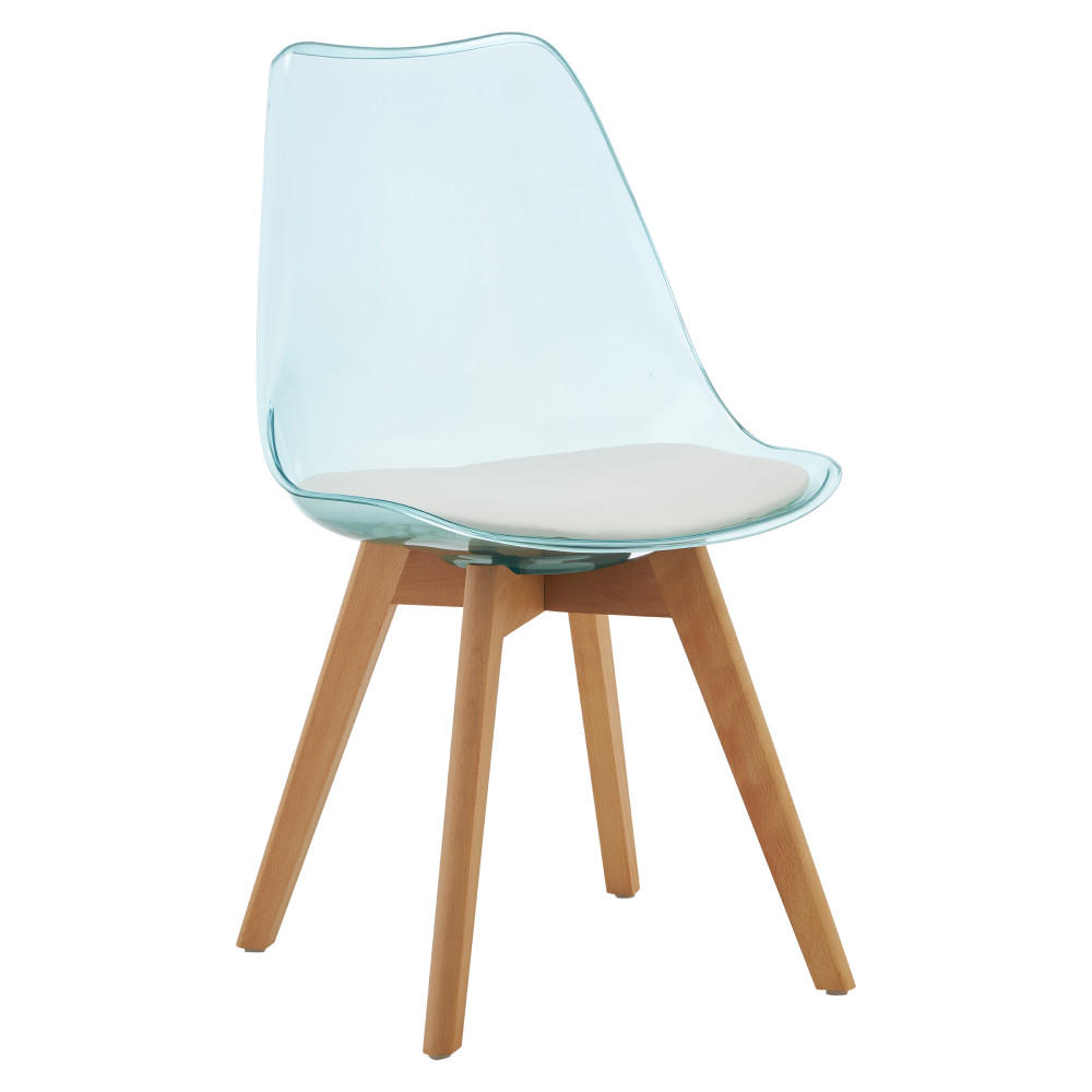 Szék, átlátszó zöld, akril/ekobőr/bükk, BALI 3 NEW (RP)