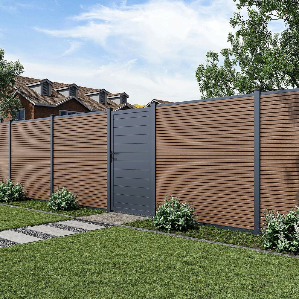 Rojaplast MODERN WPC kerítéspanel 180×180 cm végzárókkal – teak, vízszintes vagy függőleges kialakítás (RP)