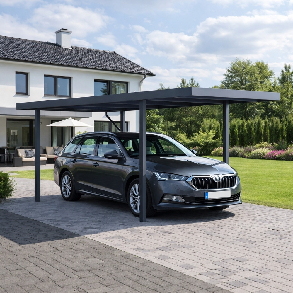 Rojaplast METTA acél autóbeálló – 5,3×3,2 m, antracit (RP)