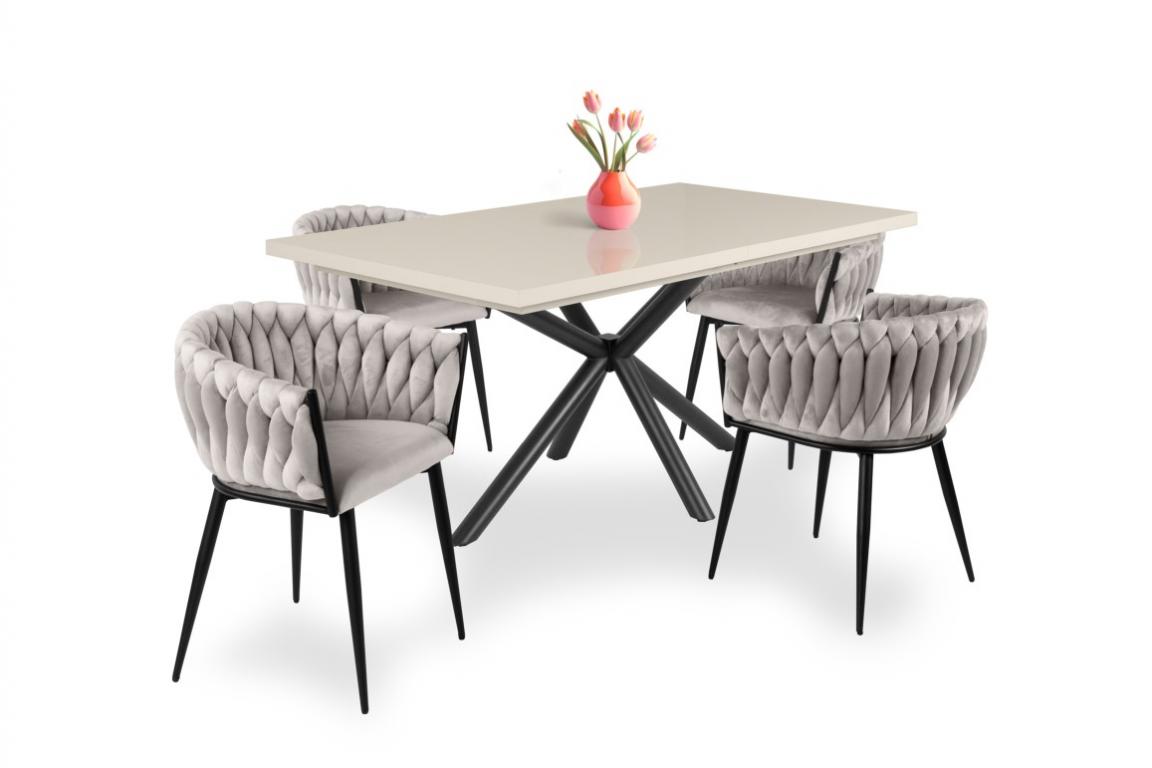 Deluxe étkezőgarnitúra Magasfényű Suzy asztallal, 4 személyes (DIV)