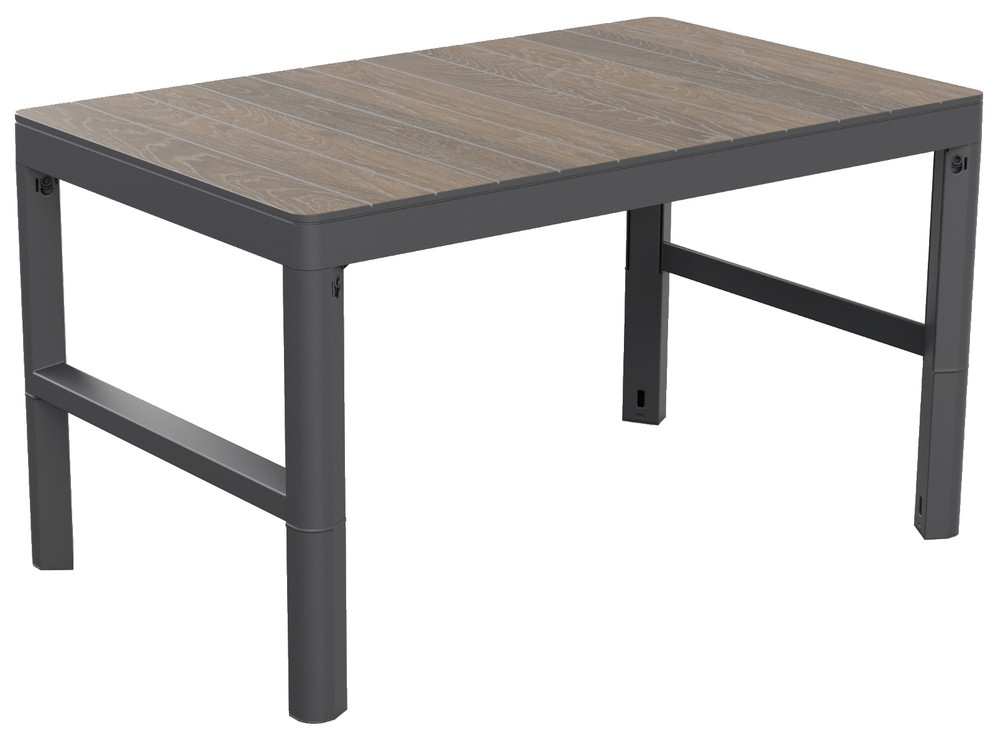 Keter DECO LYON rattan kerti asztal 2 az 1-ben – walnut / grafit (RP)