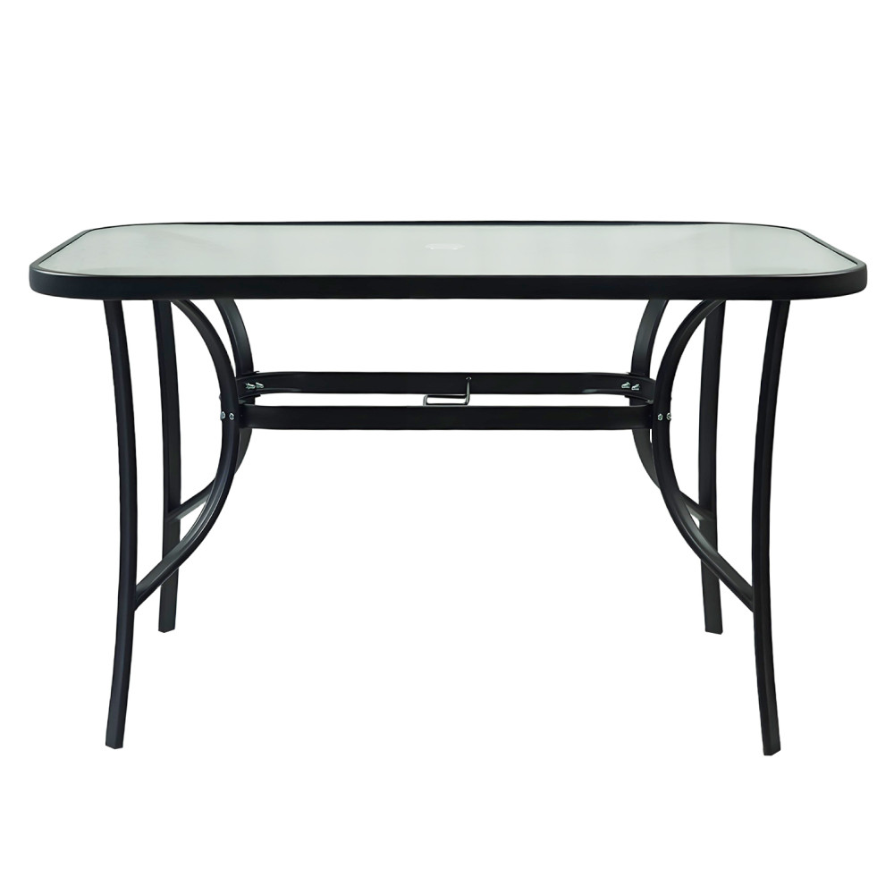 Étkezőasztal, fekete acél/edzett üveg, DEMAT NEW (RP)