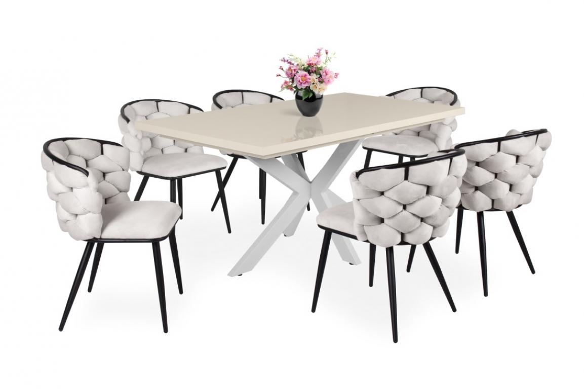 Sonja étkezőgarnitúra Magasfényű Dorothy asztallal, 6 személyes (DIV)