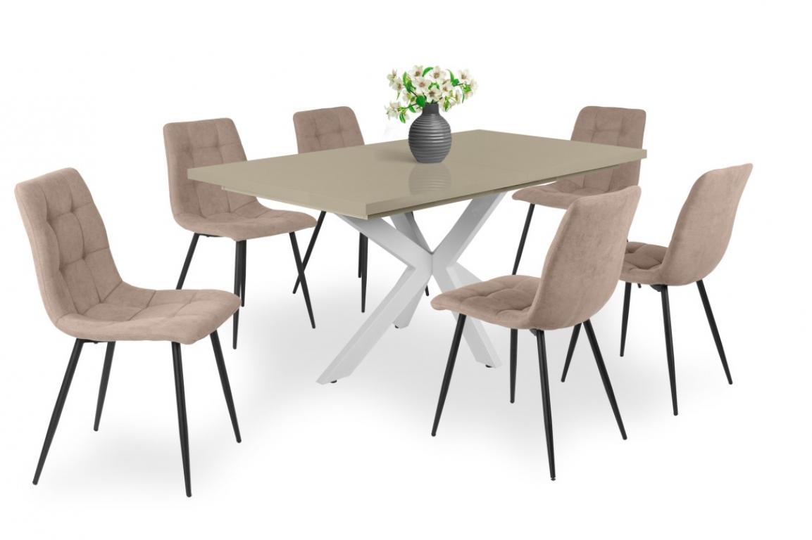 Kamil étkezőgarnitúra Magasfényű Dorothy asztallal - 6 személyes