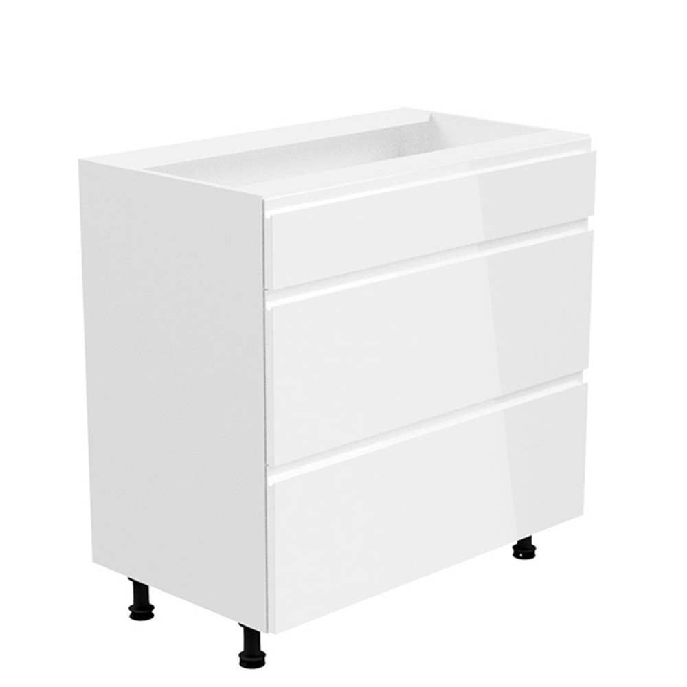 Alsószekrény, fehér/fehér extra magasfényű, AURORA D80S3 (RP)